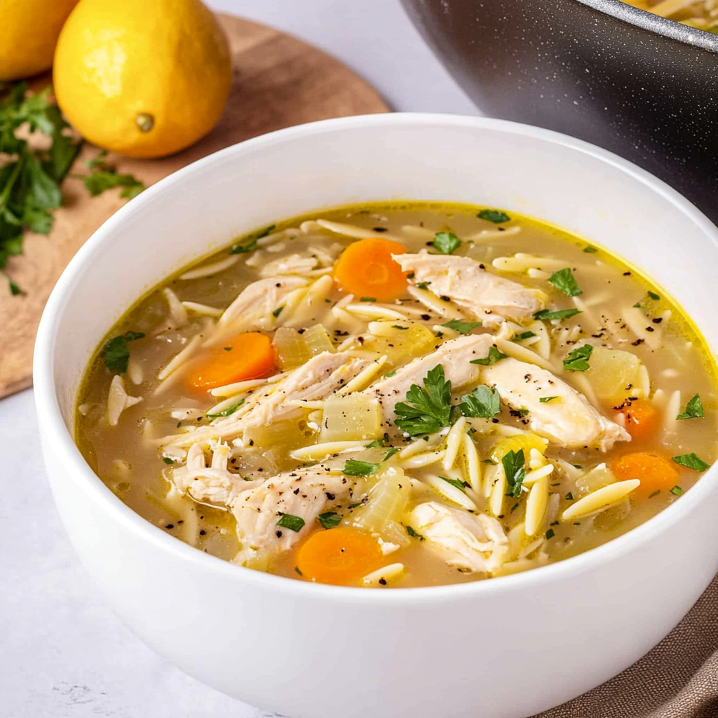 Lemon Chicken Orzo Soup